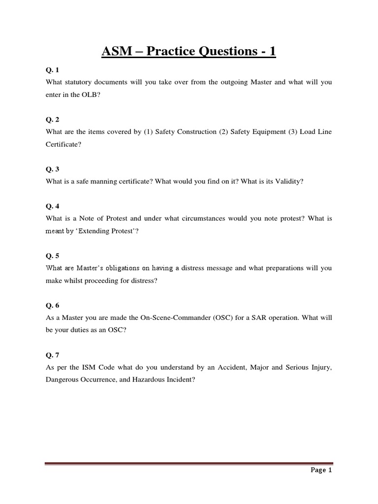 ASM Master Class Oral Exam Questions | PDF