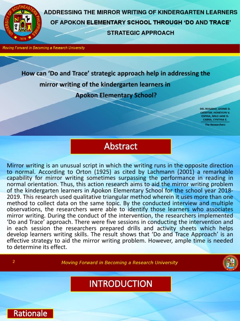 Addressing Mirror Writing in Apokon School | PDF | Learning Styles ...