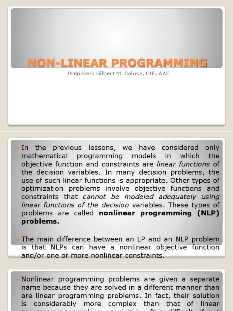 Operes3 Non Linear Programming | PDF | Nonlinear Programming ...