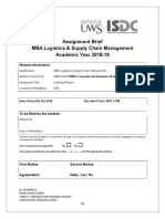 Assignment Brief MBA Logistics & Supply Chain Management Academic Year 2018-19