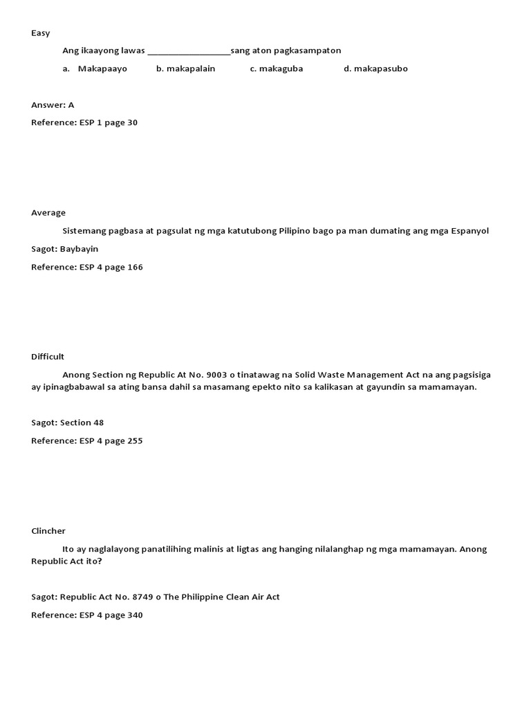 Esp test questions pdf