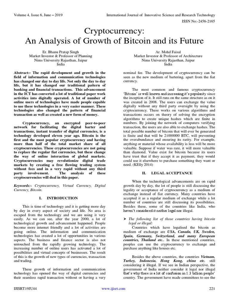 Cryptocurrency: An Analysis of Growth of Bitcoin and Its Future | PDF |  Cryptocurrency | Bitcoin