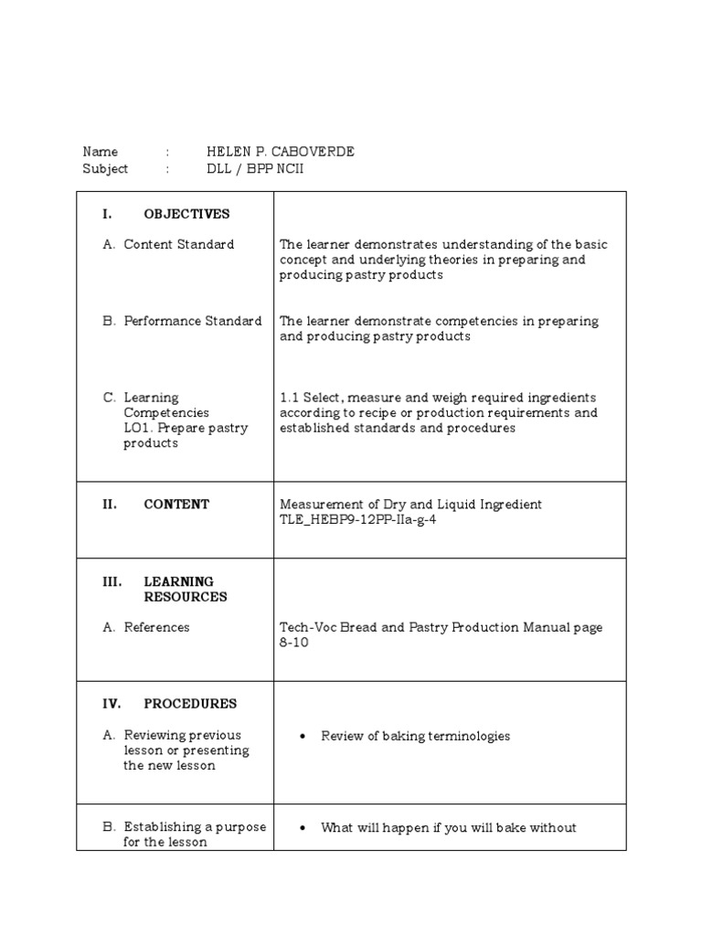 Bread and Pastry Production NC II PDF Baking Breads