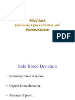 Blood Bank Conclusion, Open Discussion, and Recommendations