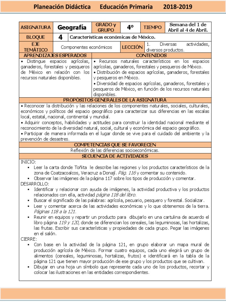 Actividades de Geografía para 4° Grado | PDF | México | Geografía