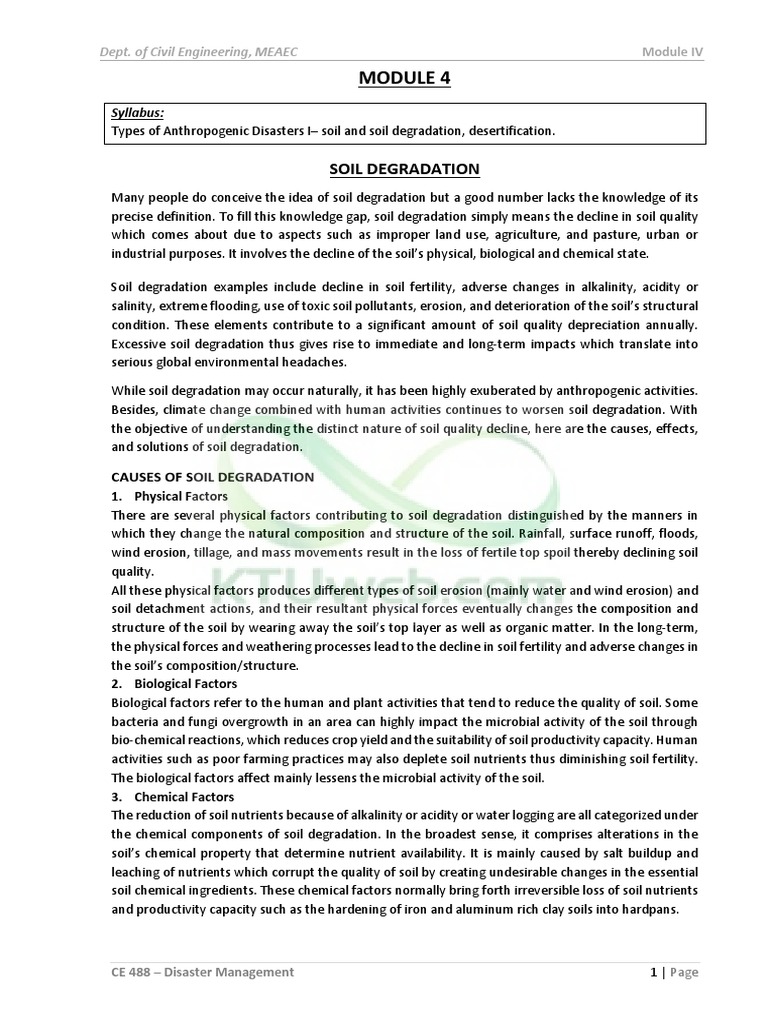 Disaster Management Module 4 Pdf Erosion Soil
