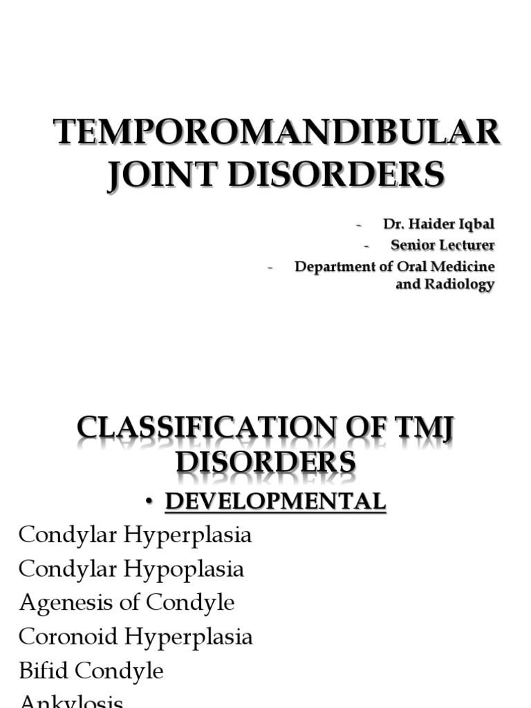 TMJ Disorders: Classification & Management | PDF | Joint | Arthritis
