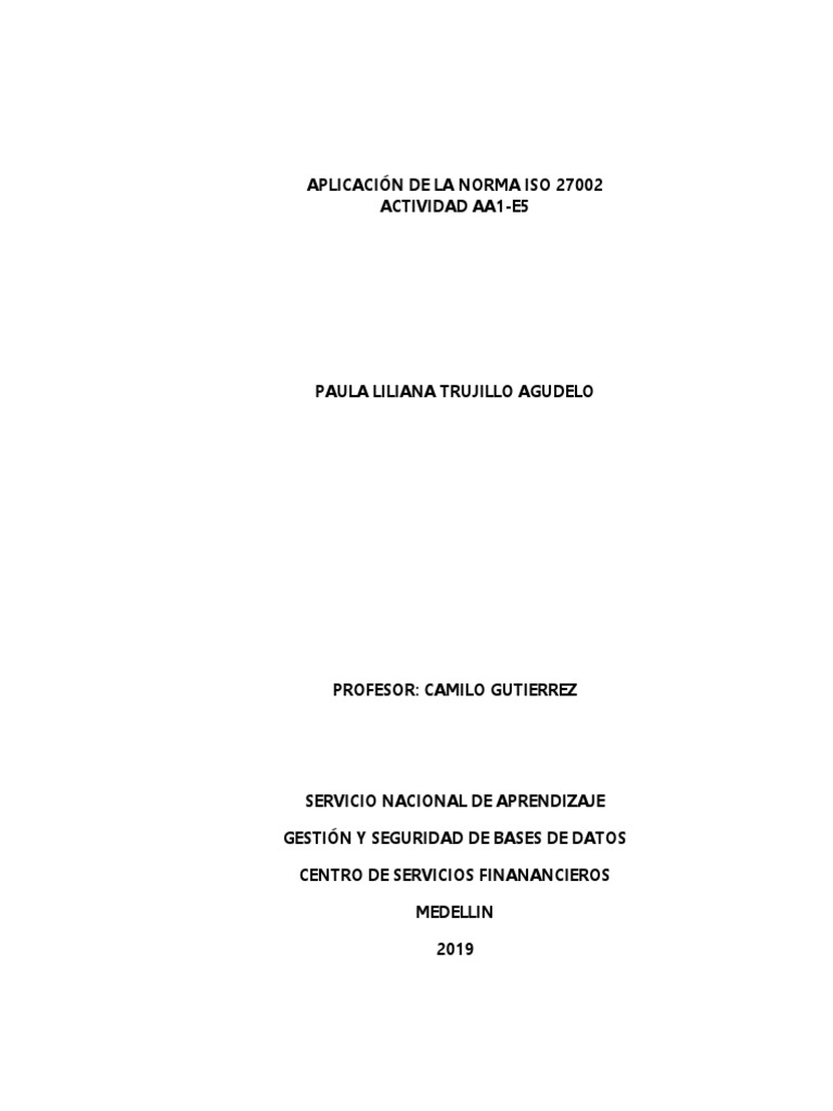 Aplicación de La Norma Iso 27002 | PDF | La seguridad informática ...