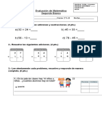 Ev de Matemática 2° básico SUMAS y restas