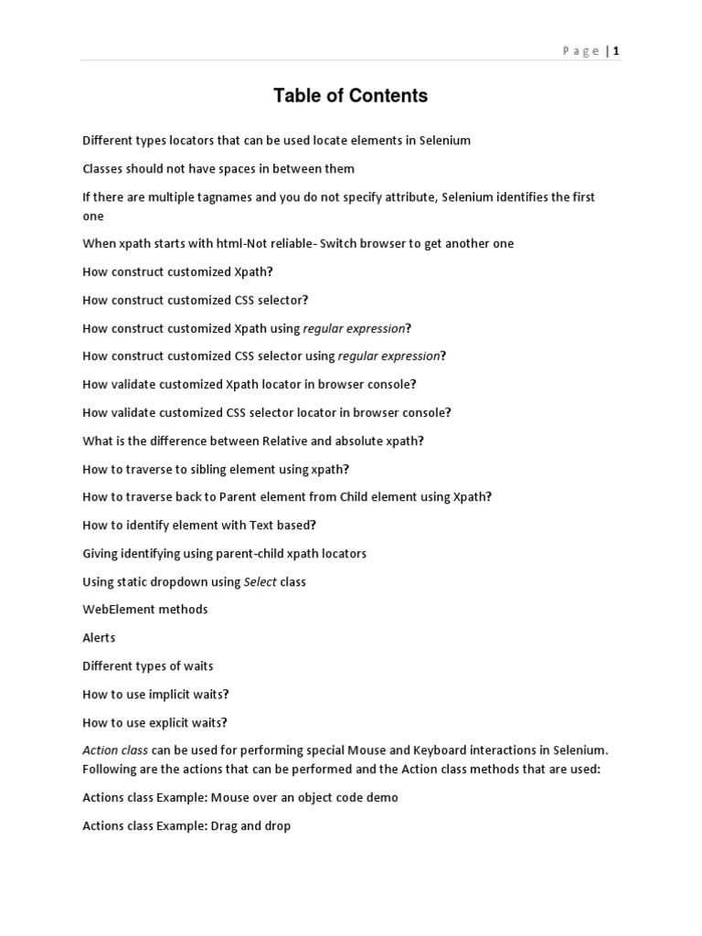 Selenium Interview Questions PDF X Path Html Element