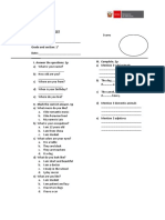 Name and Last Name: - Grade and Section: 1° Date: - I. Answer The Questions: 1p III. Complete. 2p