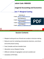 MBA503 - Session 7 - Marginal Costing