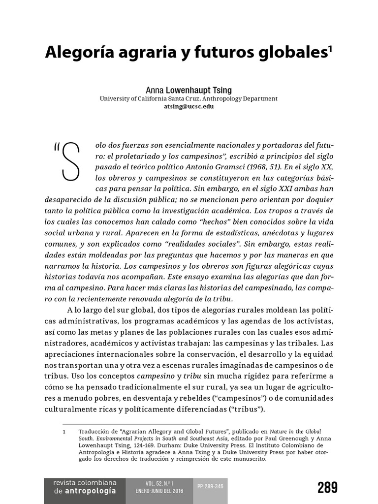 Anna Tsing en Español PDF Tribu Los bosques