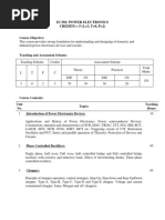 Ec302: Power Electronics CREDITS 5 (L 3, T 0, P 2) : Course Objective