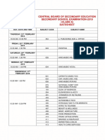 Datesheet Class 110 CBSE Exam 2018 19