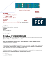 Indusial Work Experience: Address: Phone Number