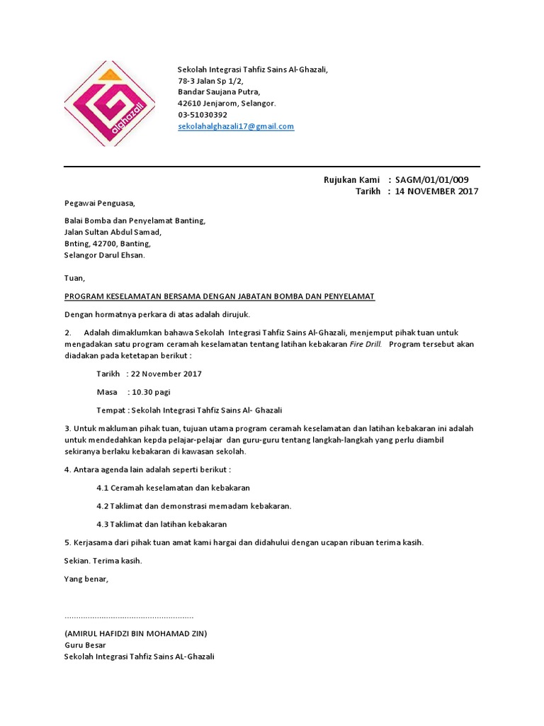 Surat Permohonan Ke Balai Bomba Pdf