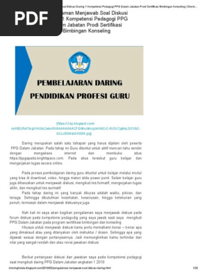 Pengalaman Menjawab Soal Diskusi Daring 1 Kompetensi Pedagogi Ppg Dalam Jabatan Prodi Sertifikasi Bimbingan Konseling Shering Konseling