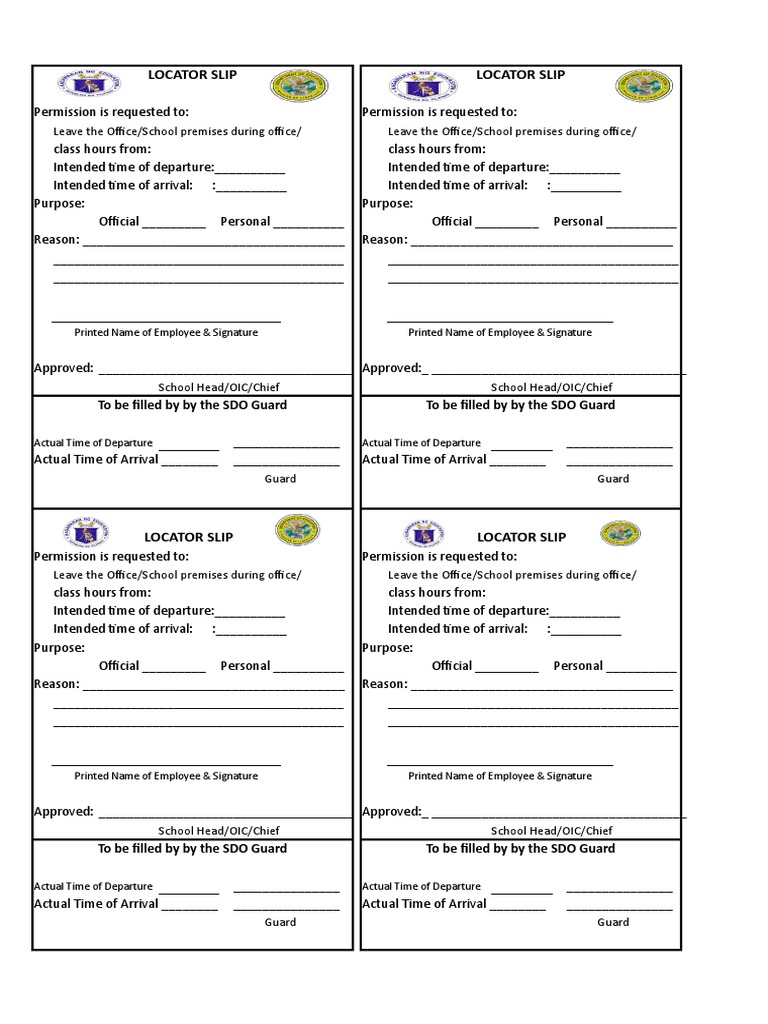 Locator Slip PDF Government