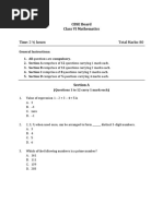 Time: 2 Hours Total Marks: 80: CBSE Board Class VI Mathematics