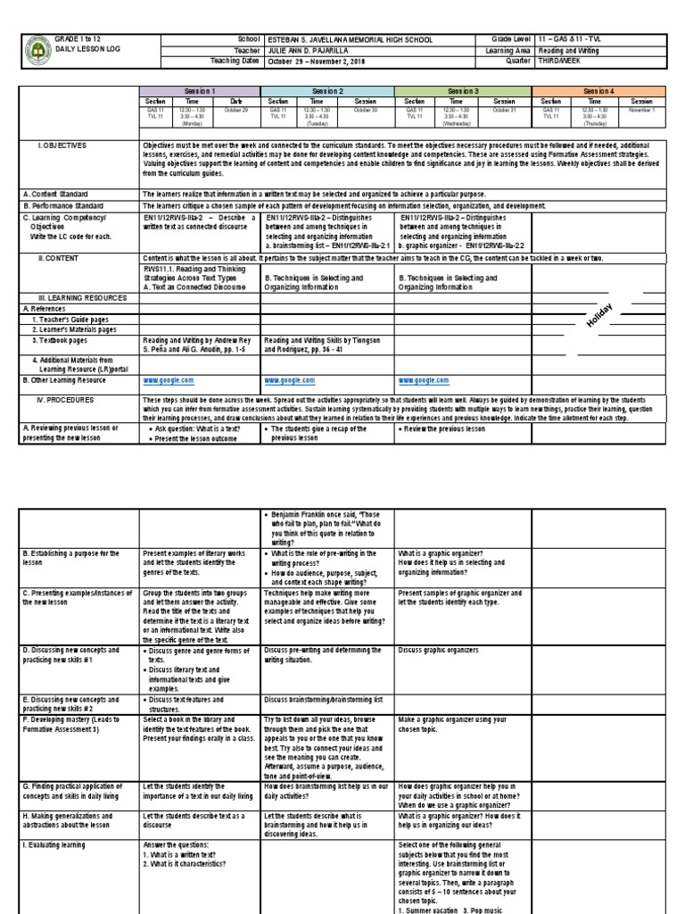 DLL Reading&writing 11 Download Free PDF Learning Brainstorming