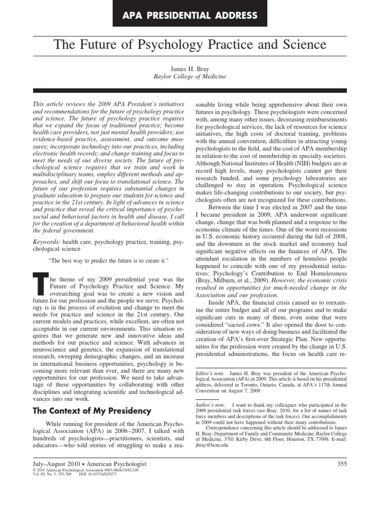 The Future of Psychology Practice and Science PDF | PDF | Primary Care ...
