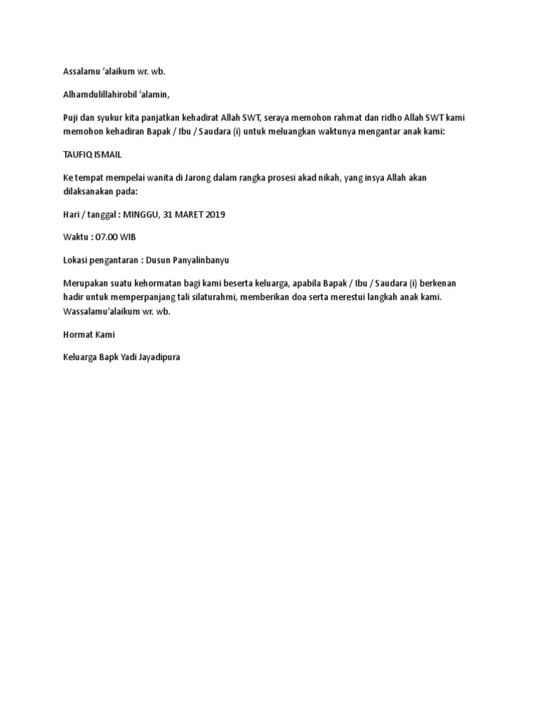 6700 Koleksi Contoh Undangan Mengantar Akad Nikah Terbaik Gratis