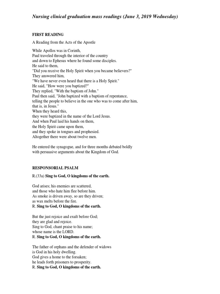 Nursing Mass Readings PDF