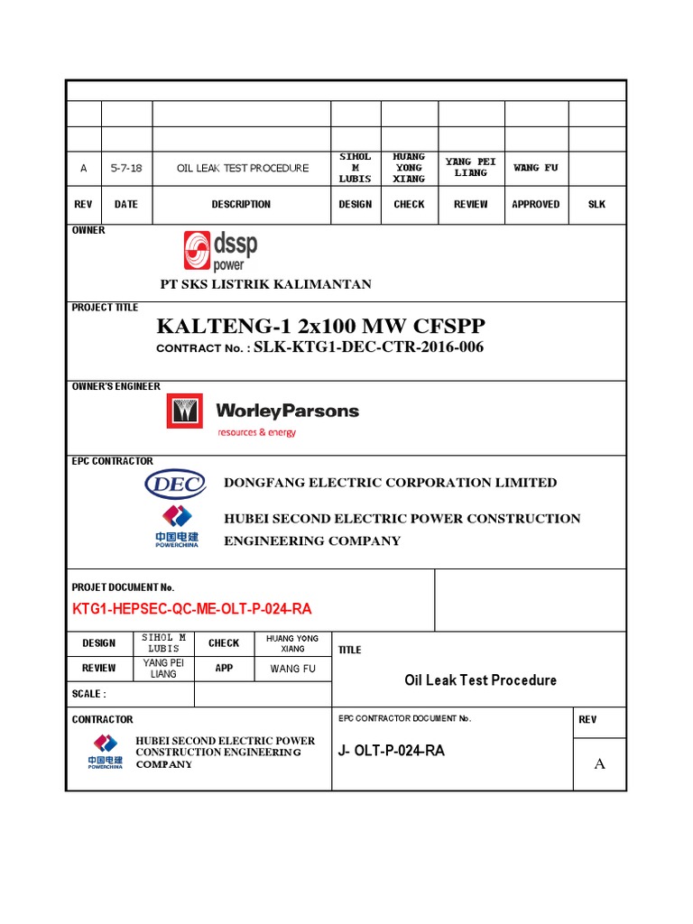 Oil Leak Test Procedure PDF Leak Welding