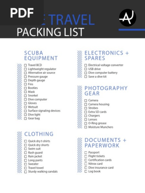 Dive Travel Packing List