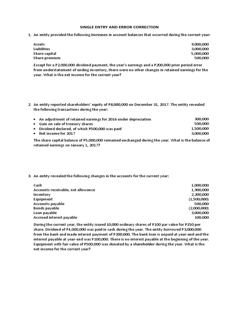 Financial Statement Adjustments and Errors | PDF | Retained Earnings ...