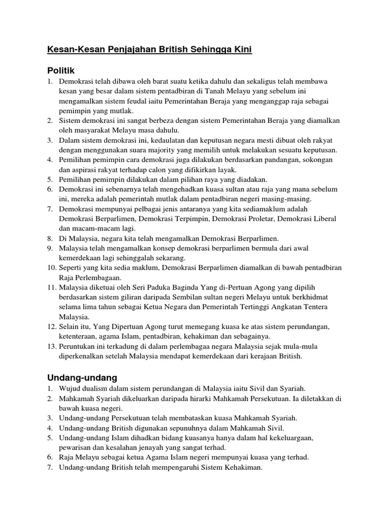 Kesan Penjajahan British Di Tanah Melayu Pdf Lertyi