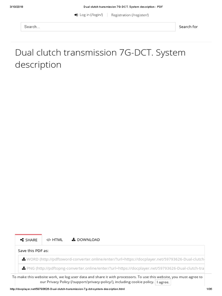 Dual Clutch Transmission 7g Dct System Description Pdf Pdf Transmission Mechanics Clutch