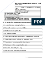 A) Read The Following Sentences and Determine For Each If It Is Active or Passive Voice