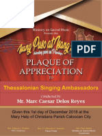 Thessalonian Singing Ambassadors: Mr. Marc Caesar Delos Reyes