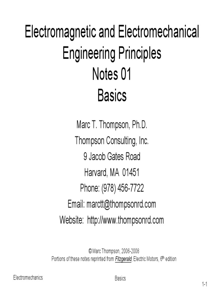 Electromagnetic and Electromechanical Engineering Principles Notes 01 ...