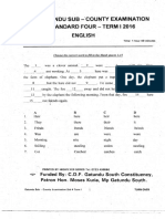 2016 1 Standard Four English Grammar Exam