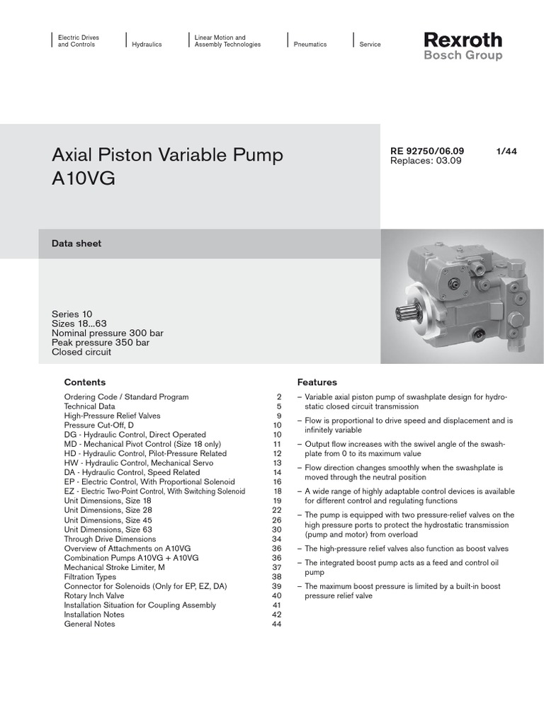 A10vg Series 10 94295 PDF | PDF | Pump | Transmission (Mechanics)