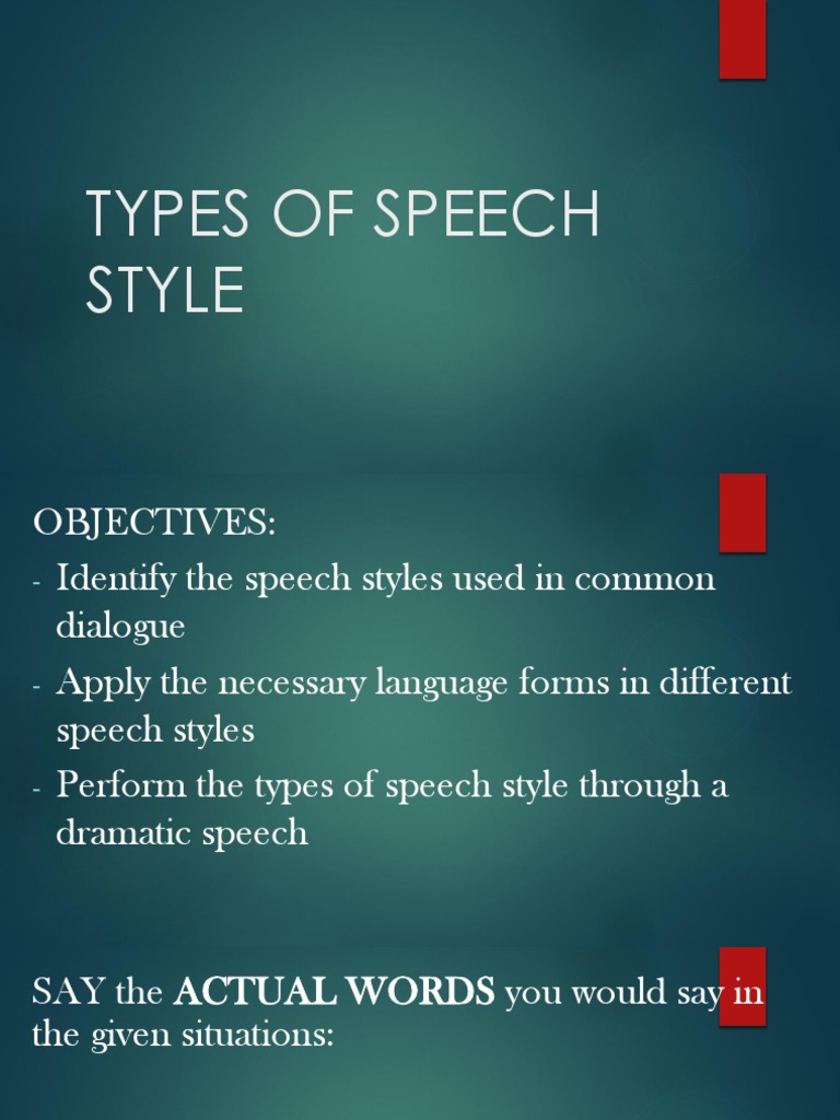 types of speech style pdf