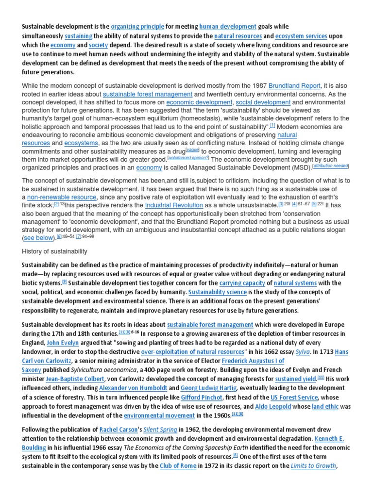 History and Principles of Sustainable Development | PDF | Sustainable ...