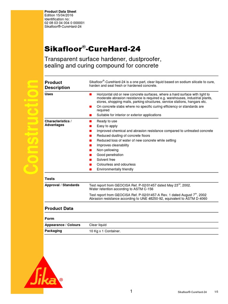 Sikafloor Curehard24 Transparent Surface Hardener, Dustproofer