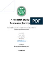 A Research Study On Restaurant Enterprise