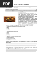 Prueba de Lectura Comprensiva 3°.