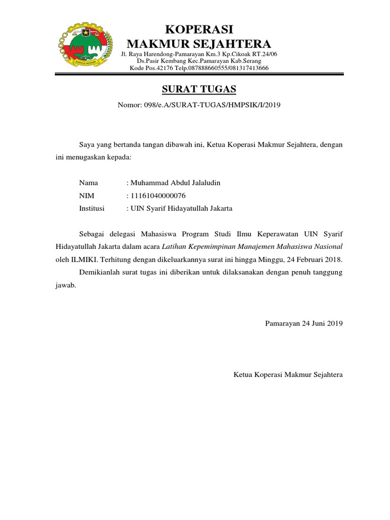 Surat Tugas Koperasi Docx