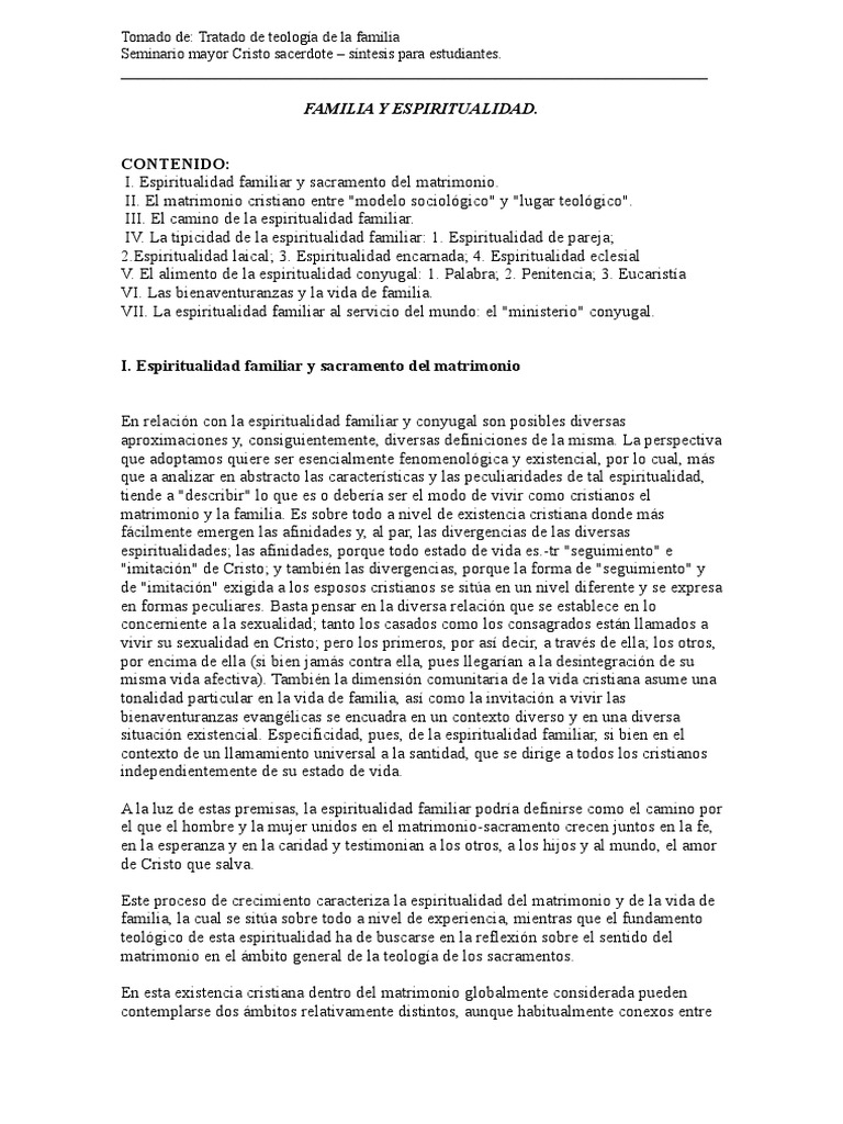Espiritualidad Conyugal y Familiar | PDF | eucaristía | Iglesia Católica