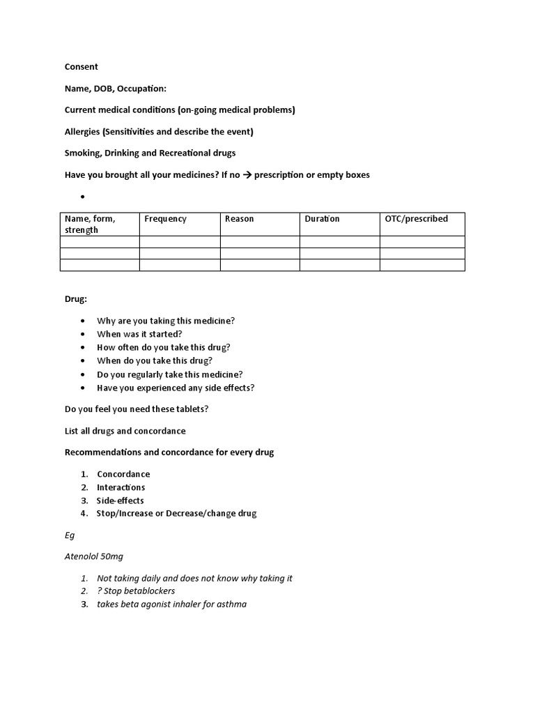 Patient Medication Consent Form | PDF