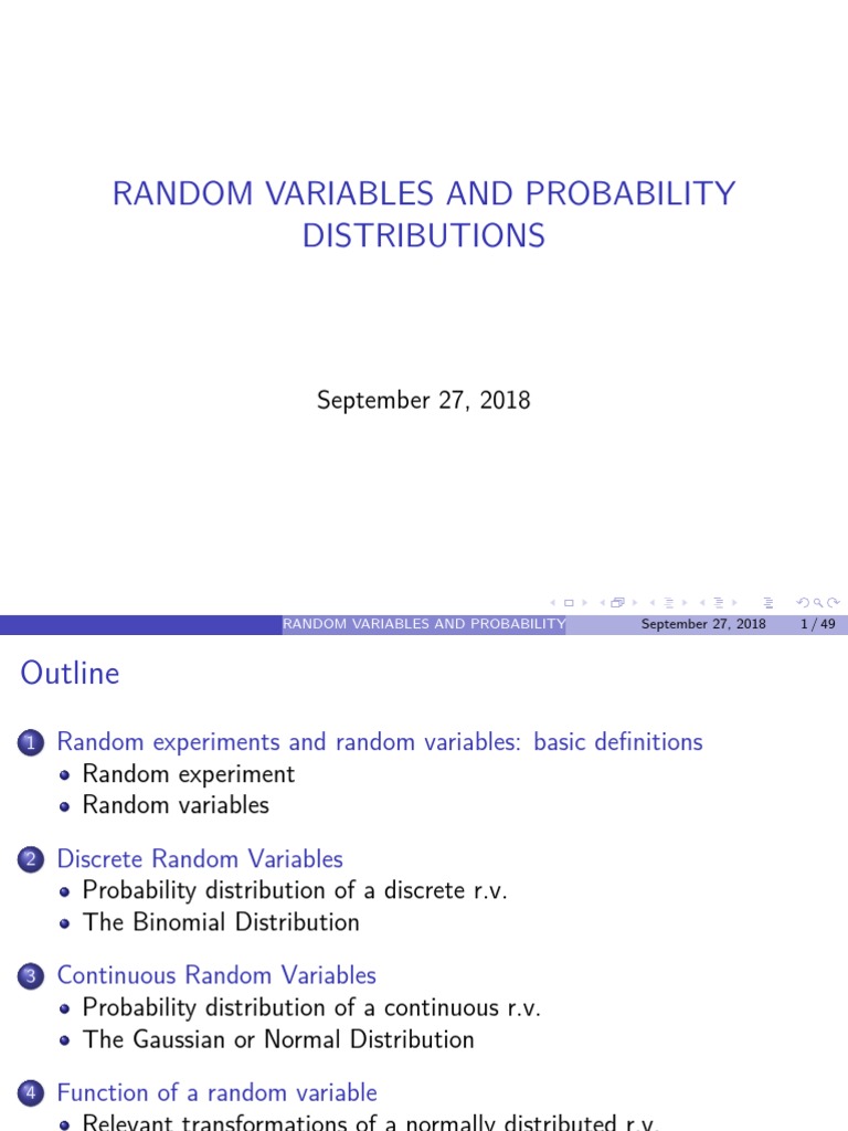 Random Variables & Probability Distributions | PDF | Probability ...