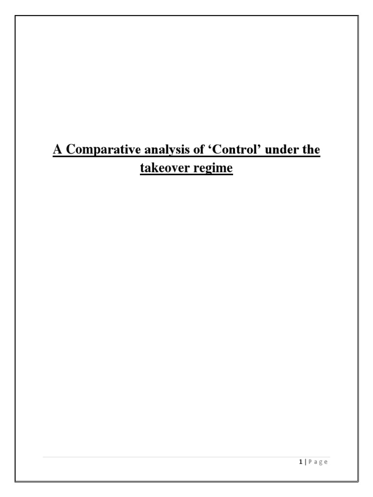 A Comparative Analysis of Control Under The Takeover Regime | PDF ...
