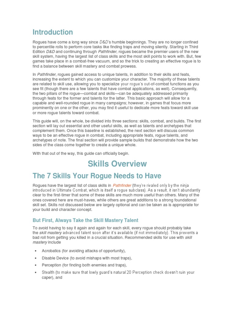 The Essential Skills and Combat Tactics of the Pathfinder Rogue A Comprehensive Guide to