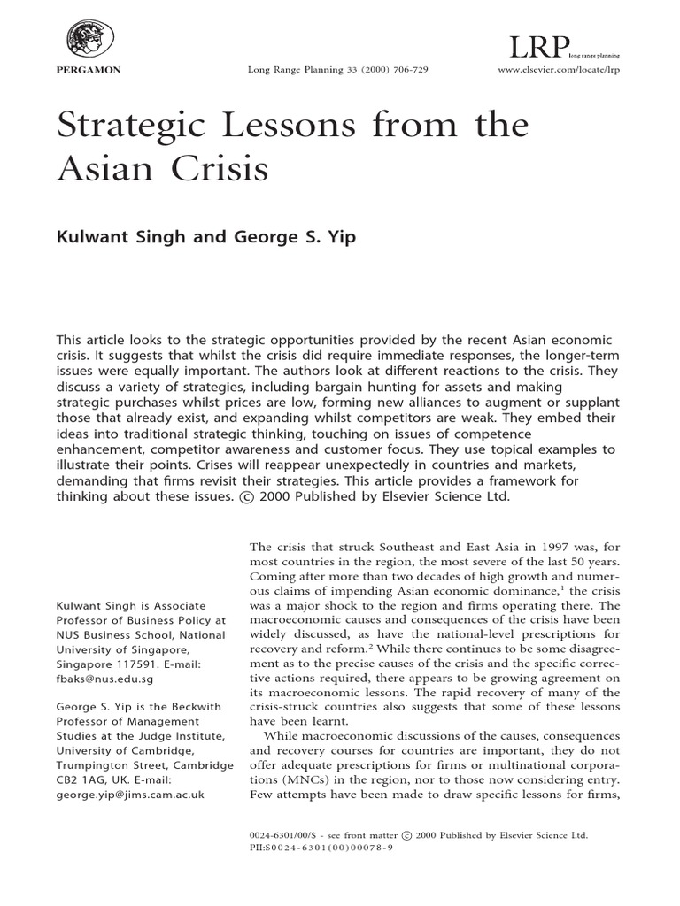 Strategic Insights from the Asian Crisis | PDF | 1997 Asian Financial ...